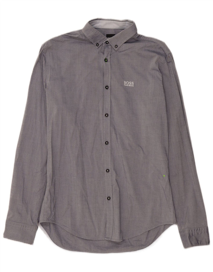 Męska koszula o regularnym kroju HUGO BOSS, średnia, granatowa, bawełniana