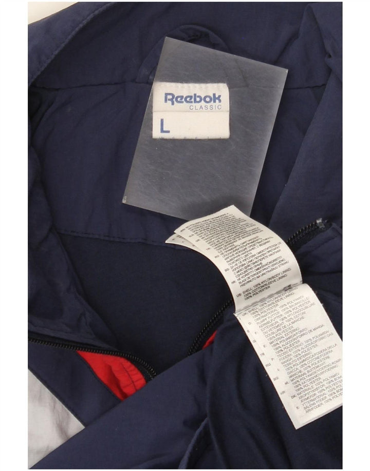 Męska kurtka dresowa Reebok, duża, nylonowa, w kolorze granatowym