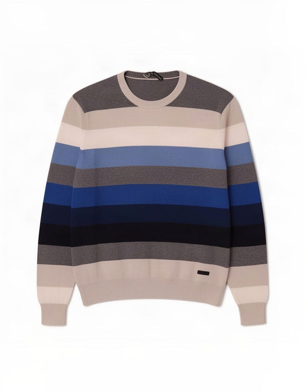 Męski sweter z okrągłym dekoltem Ivy Oxford 2XL, wielokolorowe, bawełniane paski