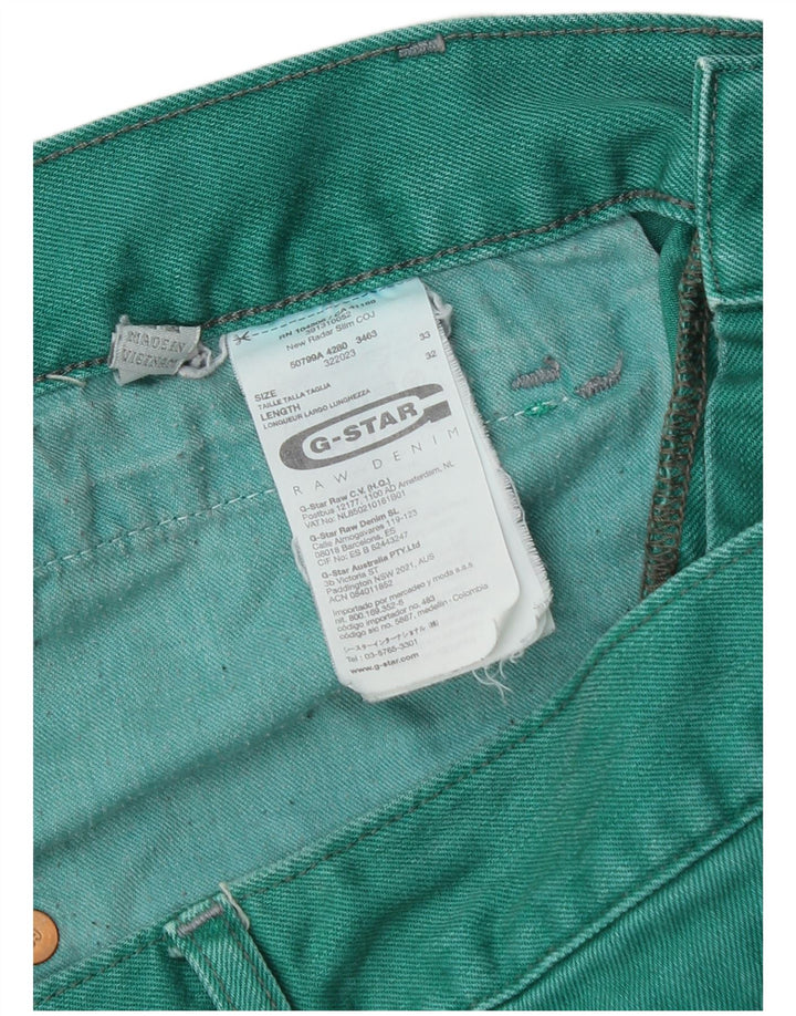 Męskie jeansy slim G-Star W33 L32 Zielone bawełniane