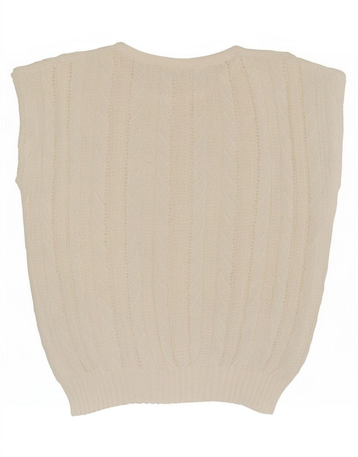 Tank top damski w stylu vintage, UK 14, średni, w kolorze złamanej bieli