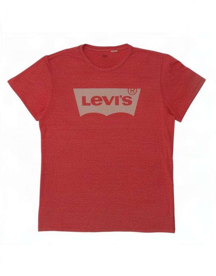 Męski T-shirt z grafiką Levi's, duży, czerwony, nakrapiany