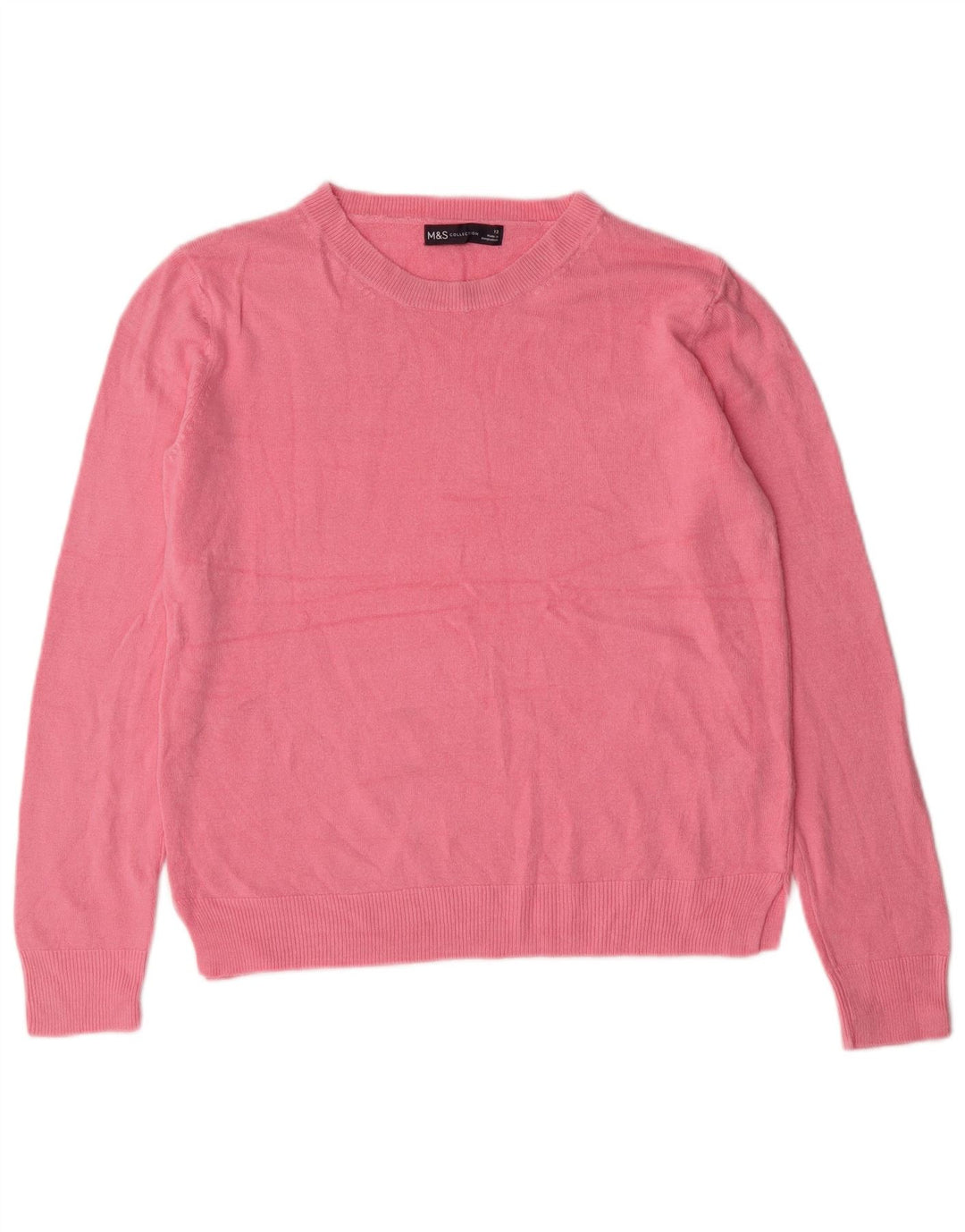 MARKS & SPENCER Damski sweter z dekoltem w łódkę UK 12 Średni różowy akryl