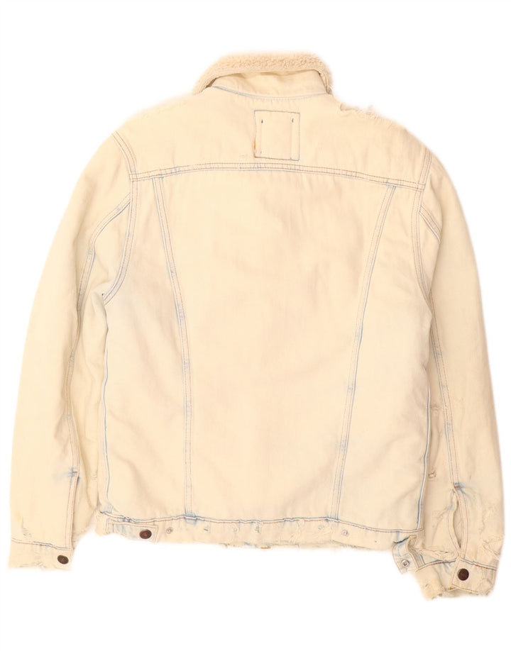Męska kurtka dżinsowa Zara Sherpa UK 36 Small, beżowa, bawełniana