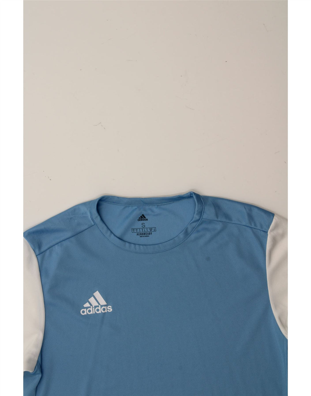 ADIDAS Mens Aeroready T-Shirt Top Small Blue Colourblock Polyester Vintage Adidas and Second-Hand Adidas from Messina Hembry 
