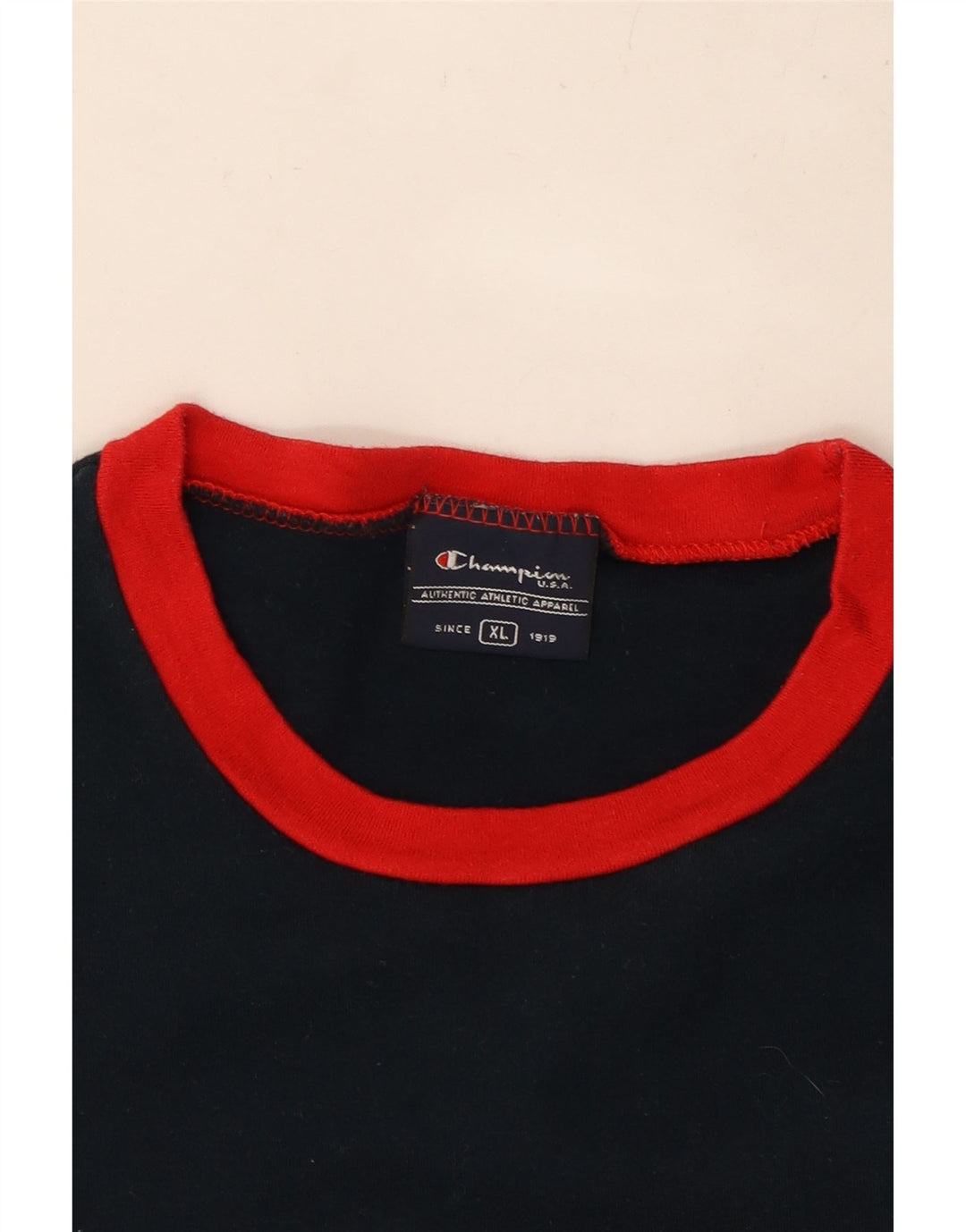 Damska koszulka z grafiką CHAMPION Top UK 18 XL, granatowa, bawełniana w bloki kolorów