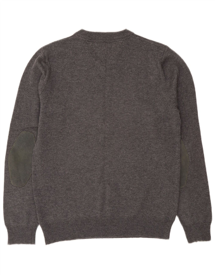 Męski sweter Tommy Hilfiger z dekoltem w kształcie litery V, mały, szary, z owczej wełny