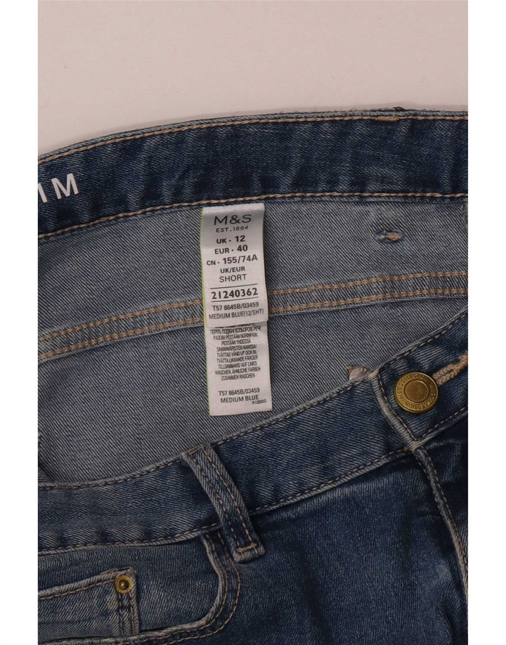 Marks & Spencer Damskie jeansy slim UK 12 Medium W32 L28 Niebieskie kwiaty