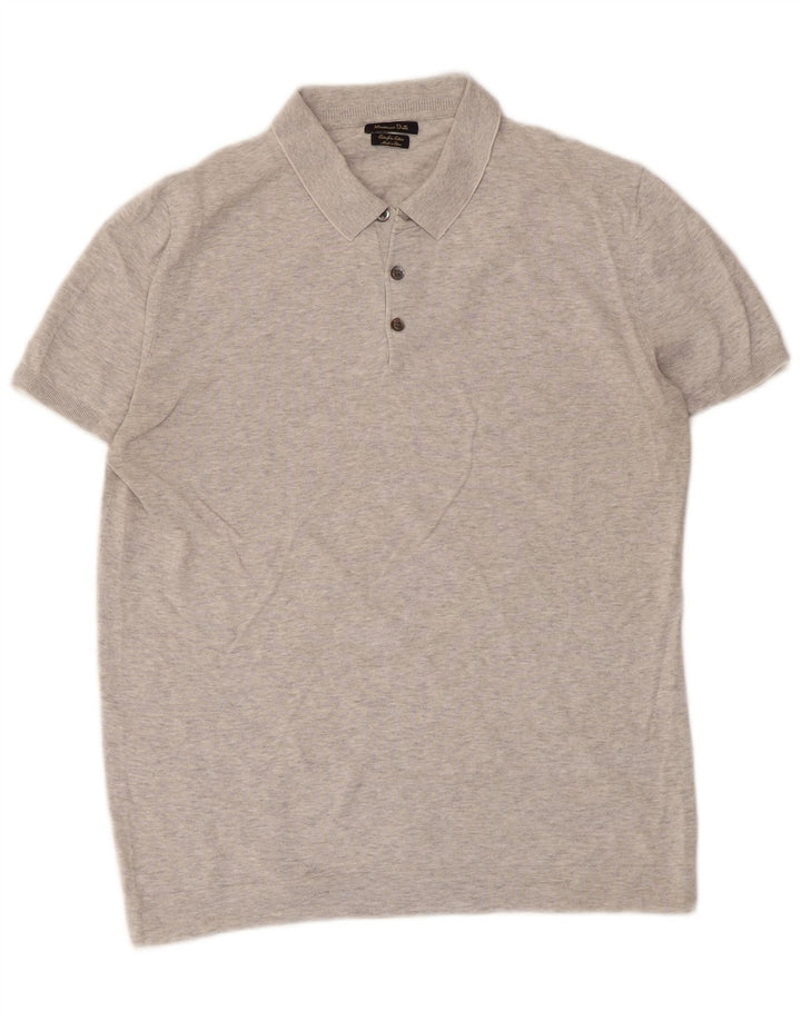Męska koszulka polo Massimo Dutti, średnioszara, nakrapiana