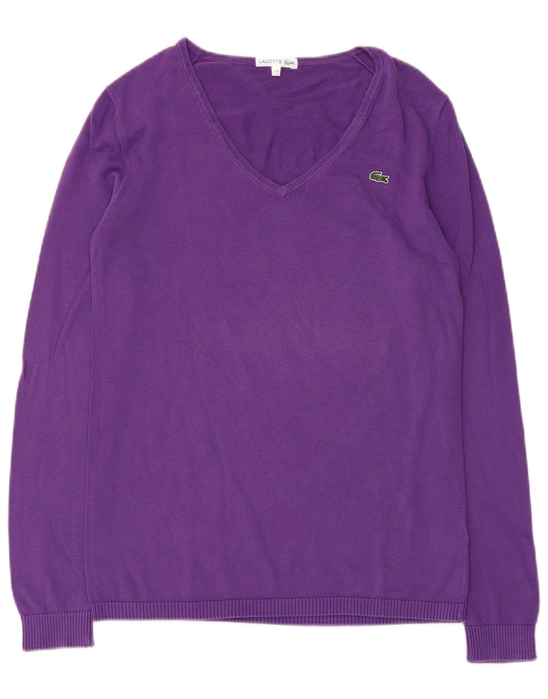 Lacoste Damski sweter z dekoltem w kształcie litery V, rozmiar 40, średni fiolet, bawełna