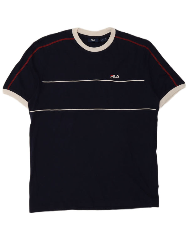 T-shirt męski Fila, duży, bawełniany w granatowe paski