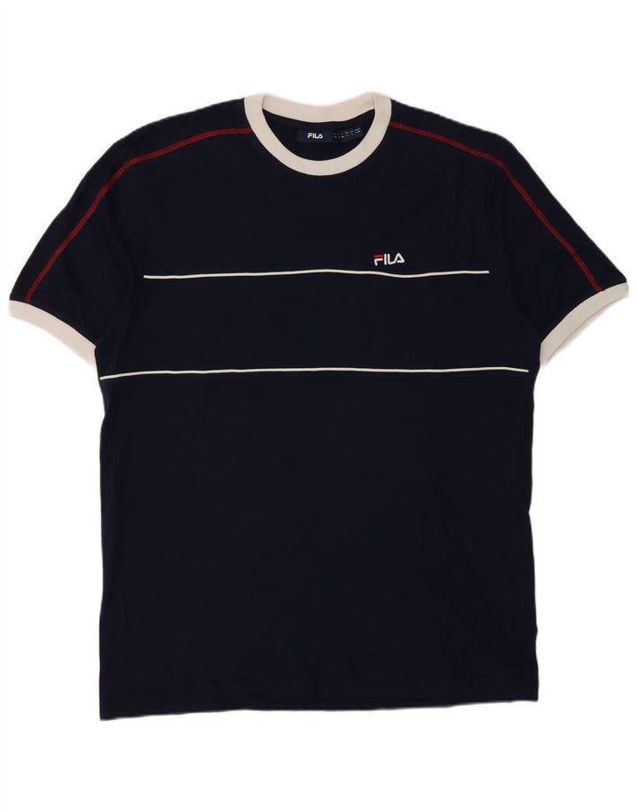 T-shirt męski Fila, duży, bawełniany w granatowe paski