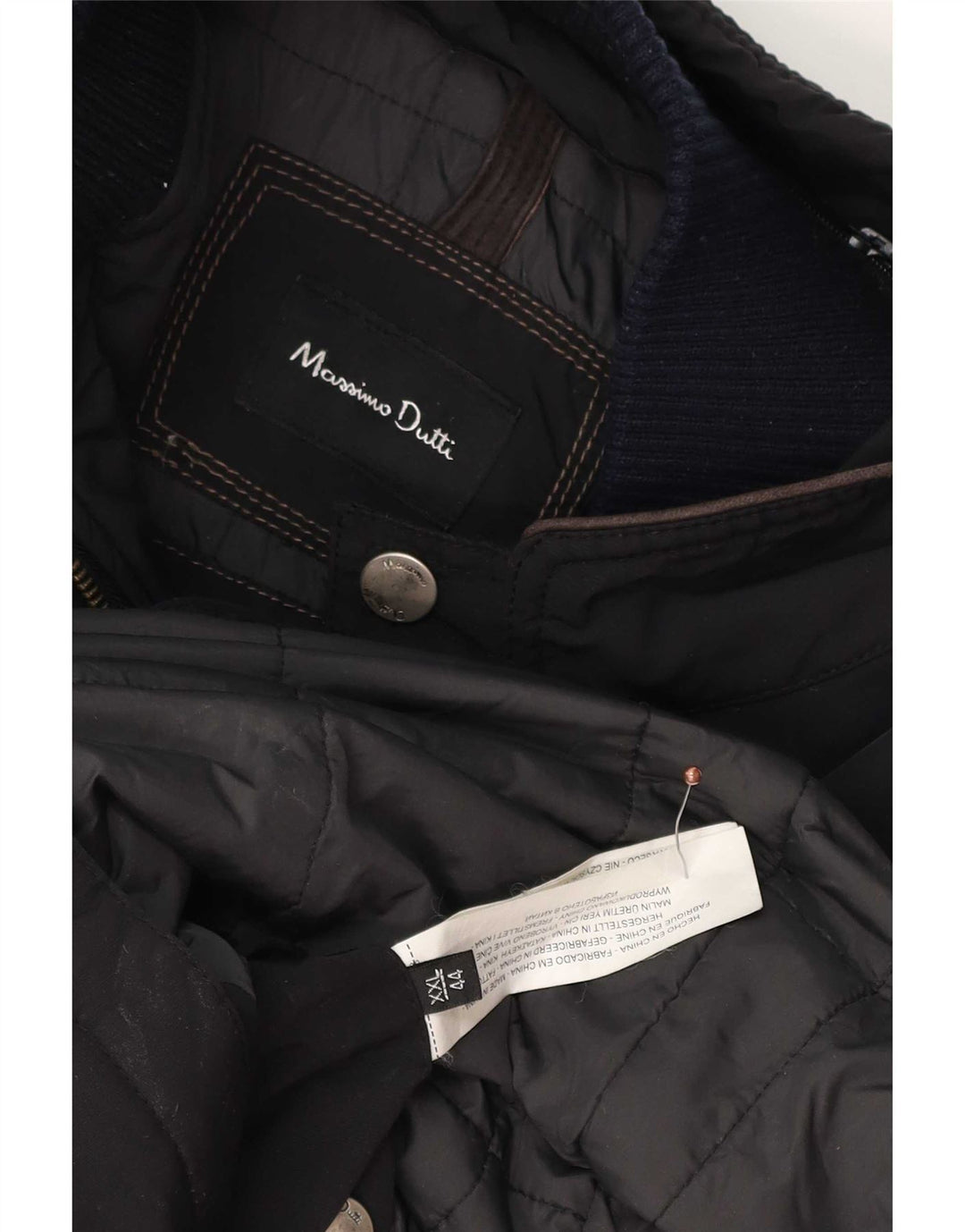 Płaszcz męski Massimo Dutti UK 44 2XL, czarny poliester