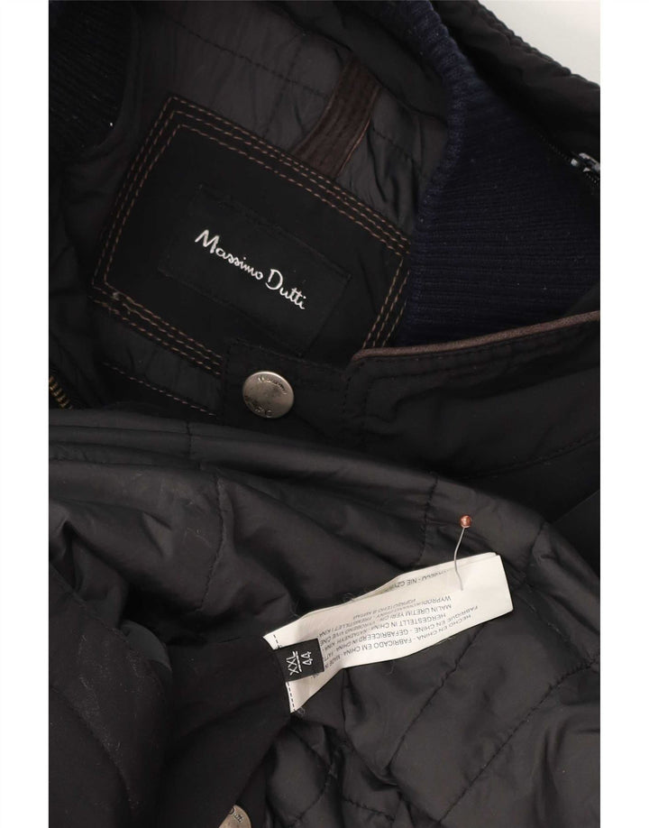 Płaszcz męski Massimo Dutti UK 44 2XL, czarny poliester