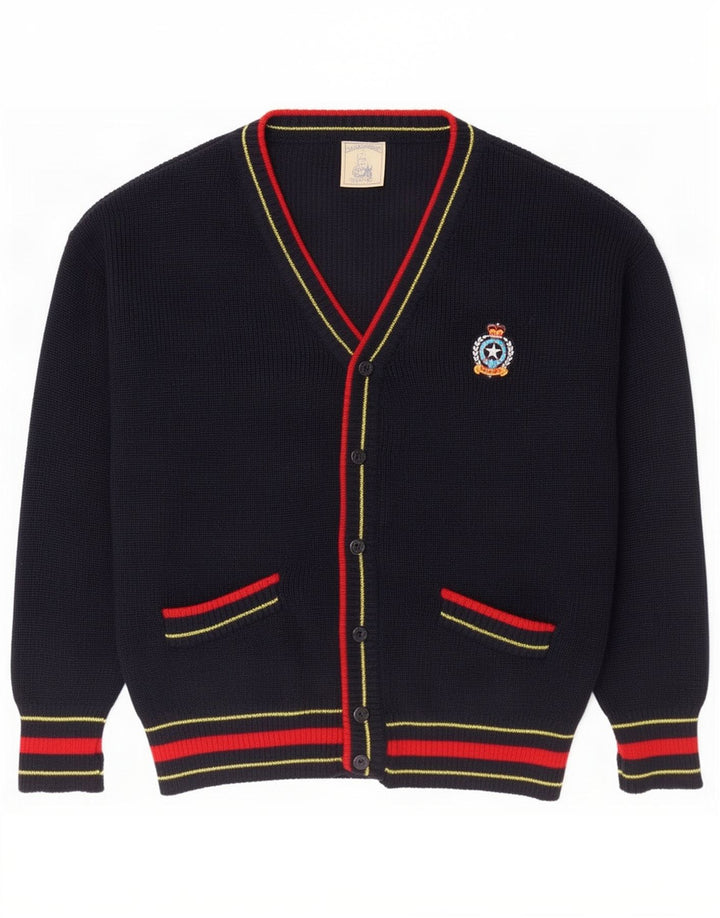 Sweter męski w stylu vintage, duży, granatowy, wełniany