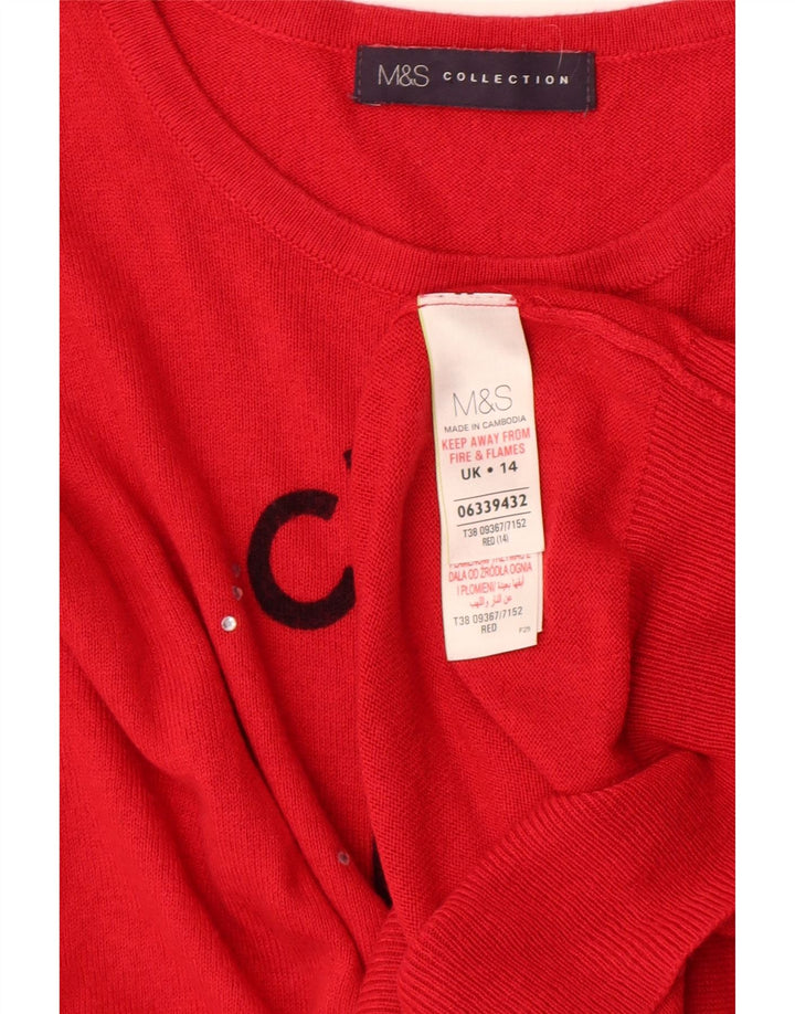 Marks & Spencer Damski sweter z wycięciem pod szyją, UK 14, średni czerwony