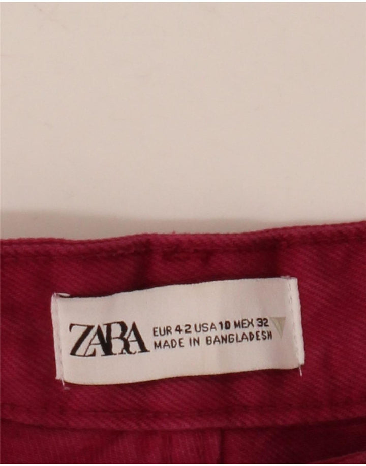Damskie jeansy z wysokim stanem Zara EU 42 Large W32 L32 Burgundowe