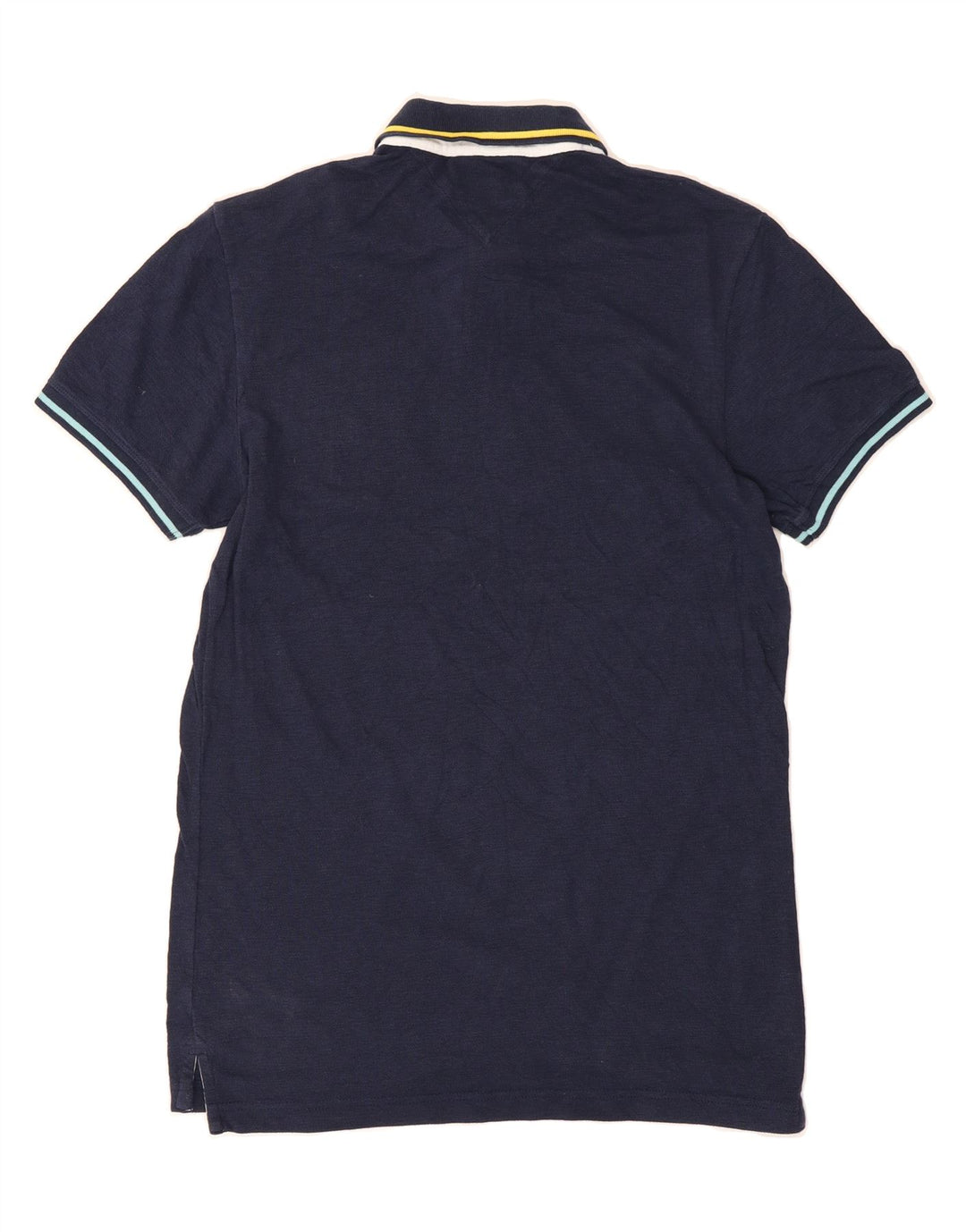 TOMMY HILFIGER Mens Graphic Polo Shirt Medium Navy Blue Vintage Tommy Hilfiger and Second-Hand Tommy Hilfiger from Messina Hembry 