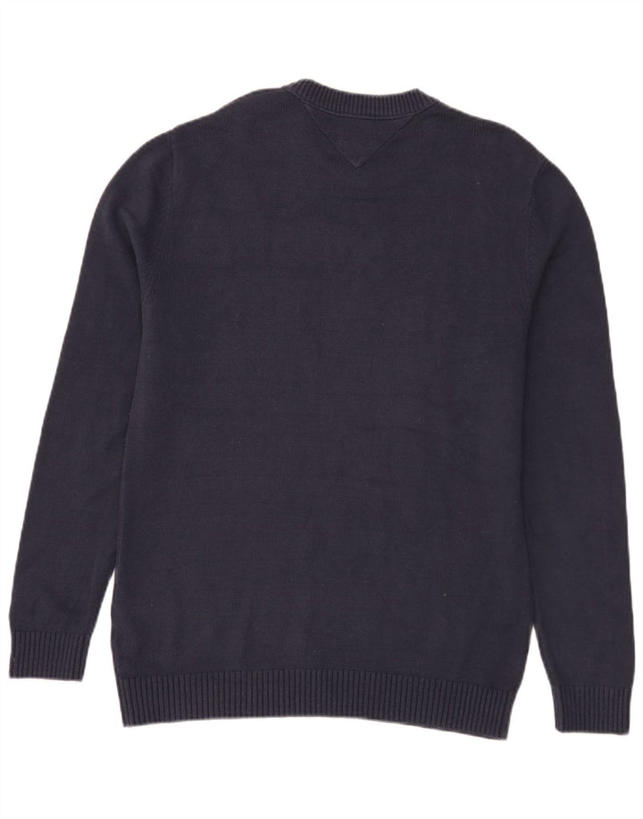 Męski sweter z okrągłym dekoltem Tommy Hilfiger, średni granatowy, bawełniany