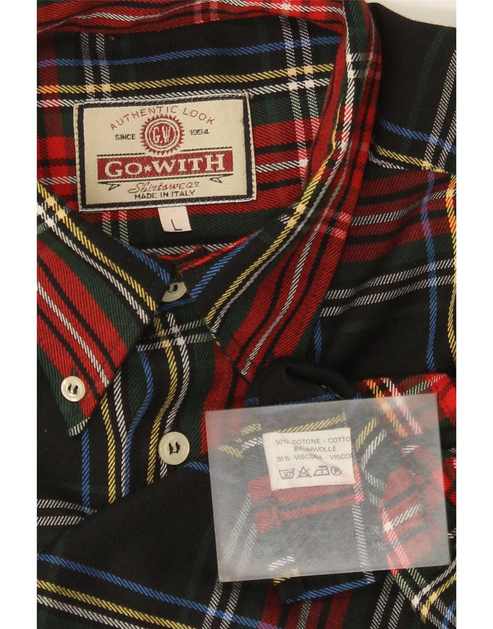 Vintage męska koszula flanelowa, duża, wielobarwna, bawełniana krata