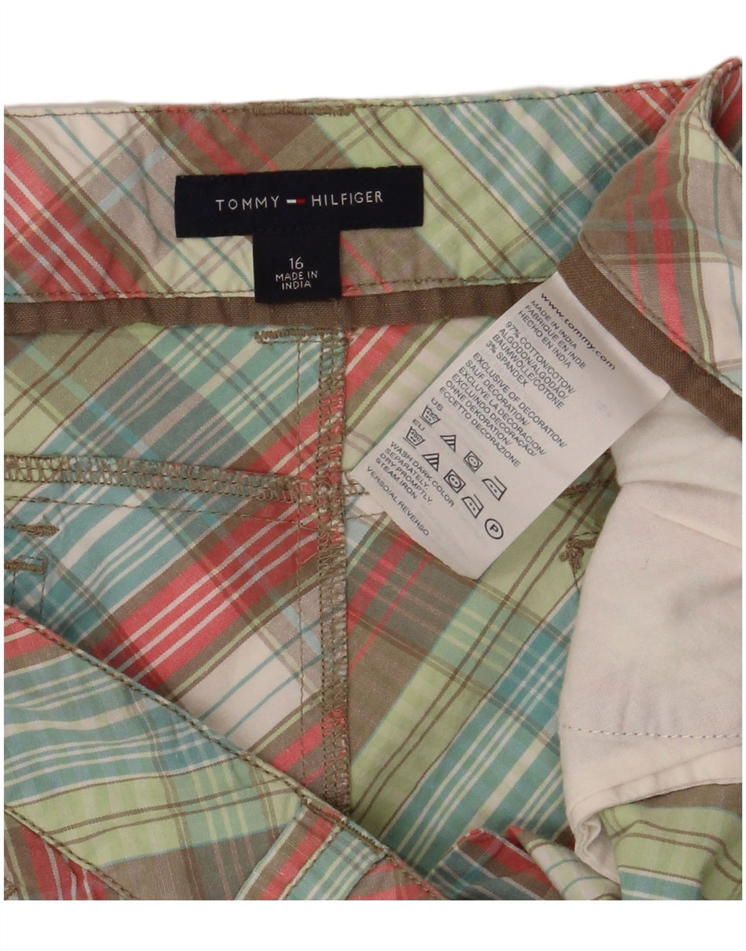 TOMMY HILFIGER Prosta spódnica dziewczęca 15-16 lat W28 wielokolorowa kratka