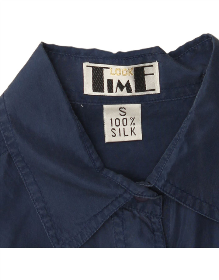 Koszula damska oversize VINTAGE UK 10 Mała Granatowa Jedwabna