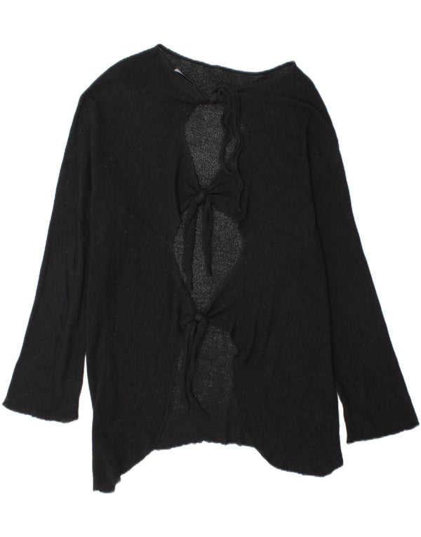 Sweter damski Zara Oversize z dekoltem w łódkę UK 14 Średni czarny nakrapiany