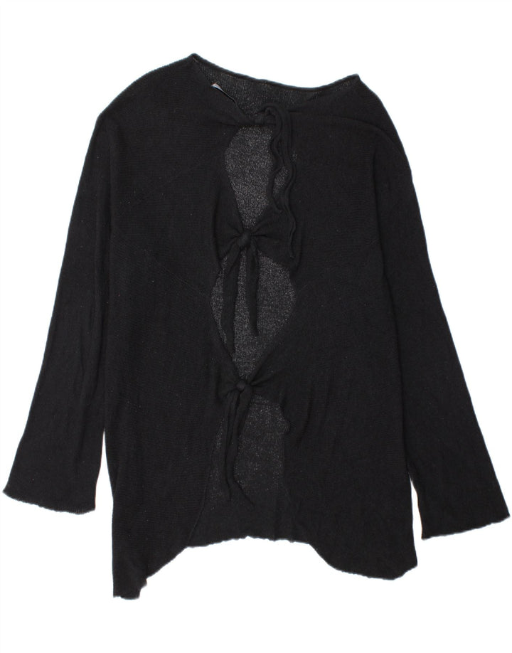 Sweter damski Zara Oversize z dekoltem w łódkę UK 14 Średni czarny nakrapiany