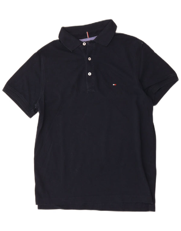 Tommy Hilfiger Mens Slim Fit Polo Shirt Medium Navy Blue Cotton