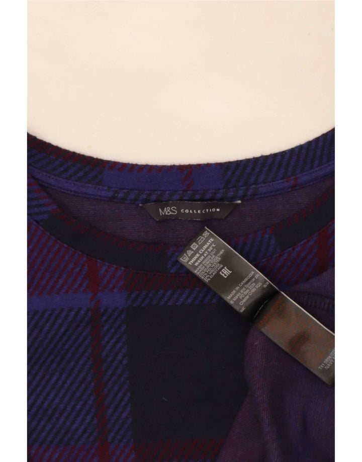 Marks & Spencer Damski top z długim rękawem, UK 14, w dużą granatową kratkę