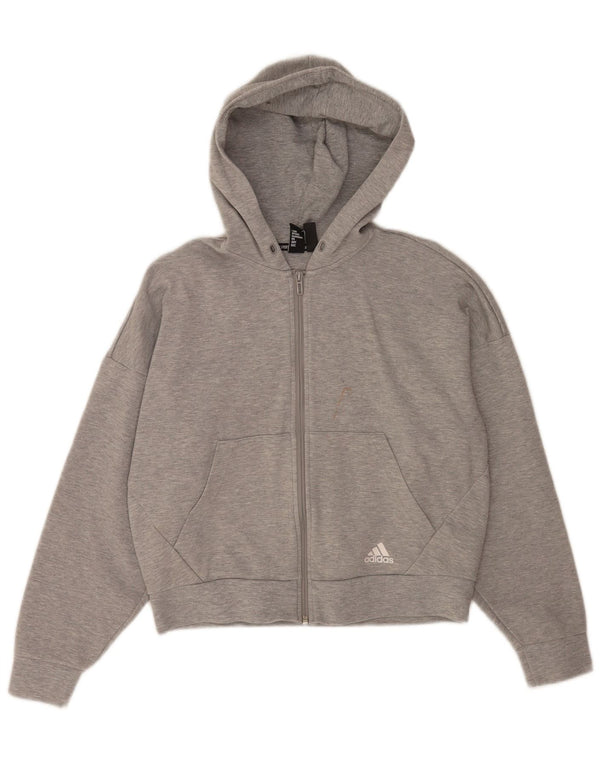 Damska bluza z kapturem Adidas Relaxed Fit Zip UK 8/10 w małe szare paski