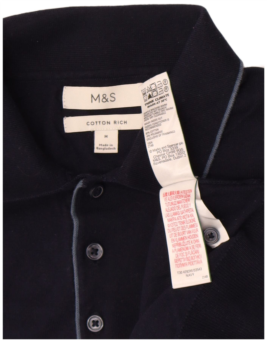 Męska koszulka polo Marks & Spencer, średnia, granatowa, bawełniana