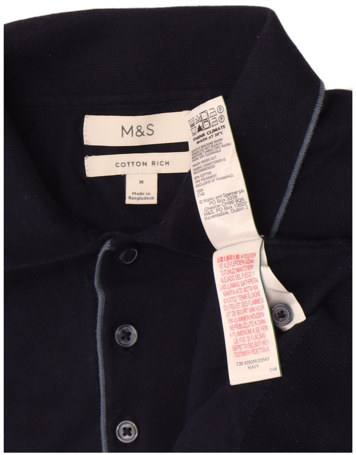 Męska koszulka polo Marks & Spencer, średnia, granatowa, bawełniana