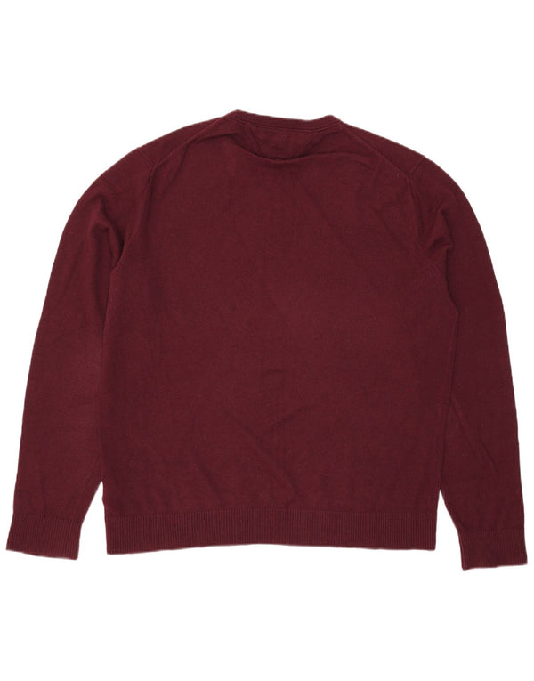 Męski sweter z okrągłym dekoltem Tommy Hilfiger 2XL, bordowa bawełna