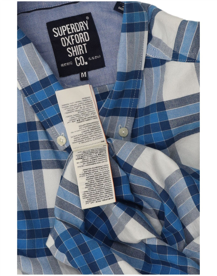 Męska koszula z krótkim rękawem Superdry, bawełniana w średnią niebieską kratkę