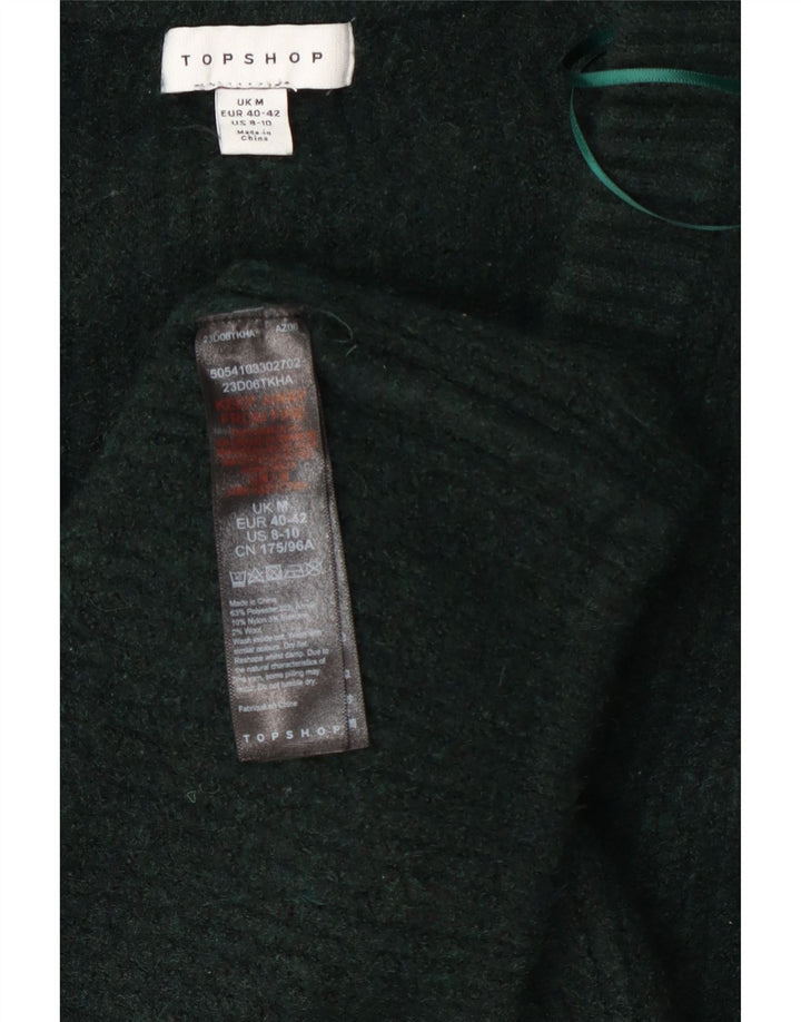 Damski sweter Topshop z długim dekoltem w kształcie litery V, UK 14, średni zielony poliester