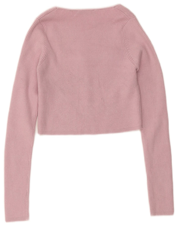 Damski krótki kardigan Zara UK 8, mały, różowy nylon