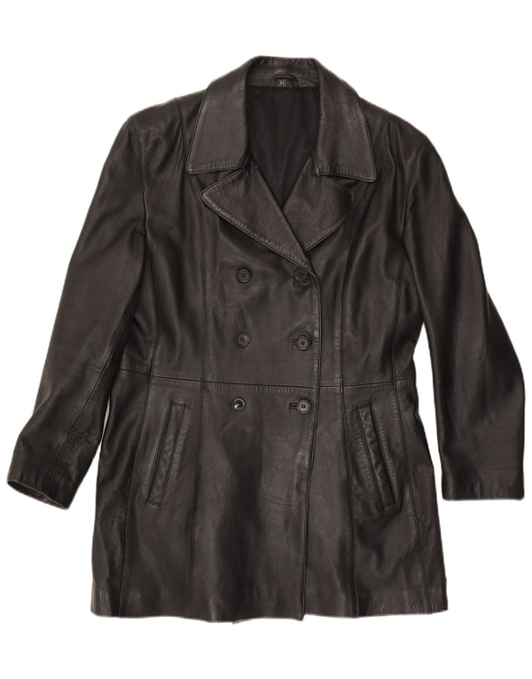 Vintage damski płaszcz skórzany EU 44 XL czarna skóra