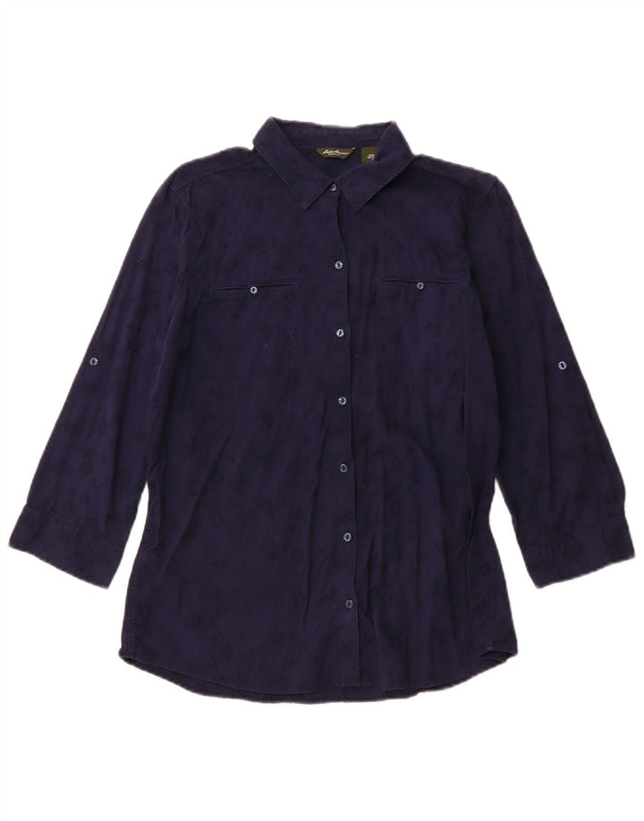 Damska bluzka koszulowa Eddie Bauer UK 14 Średni granatowy, bawełniany w kwiaty