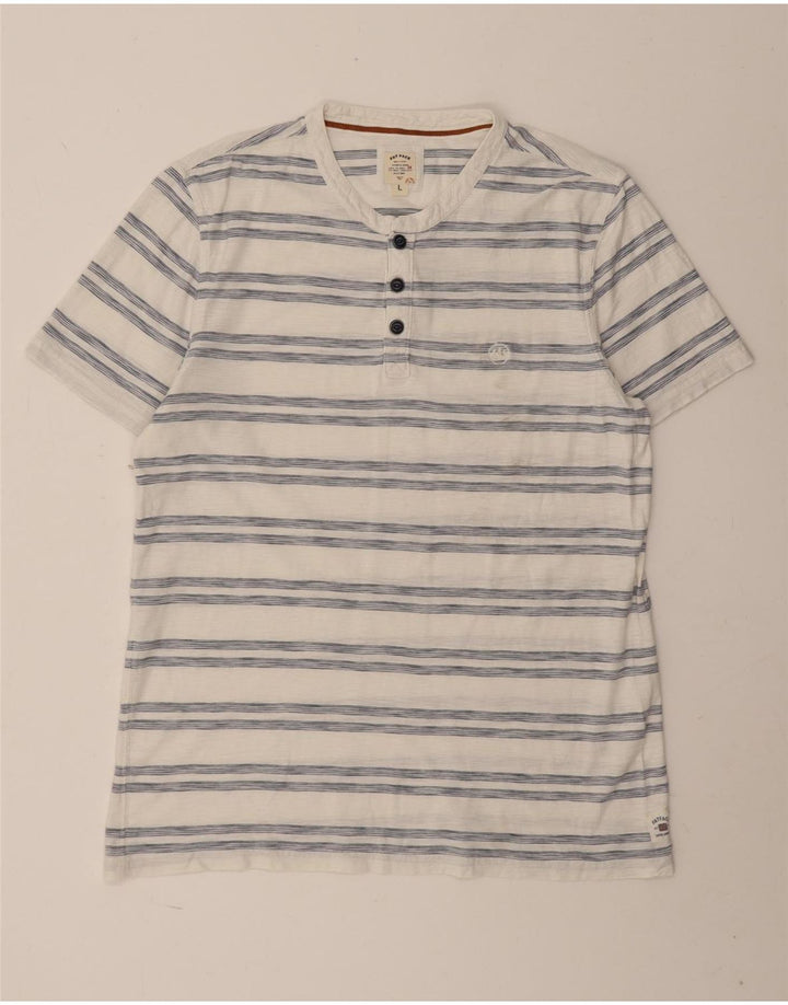 T-shirt męski Fat Face, duży, bawełniany w białe paski