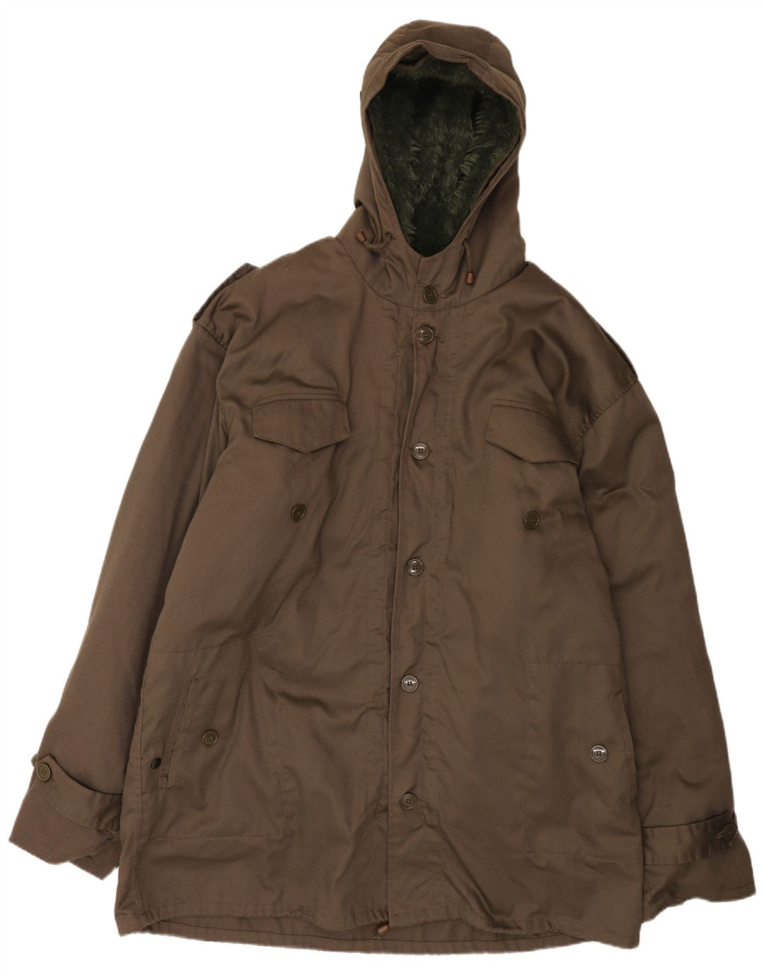 Vintage męska kurtka parka z kapturem IT 62 6XL brązowa