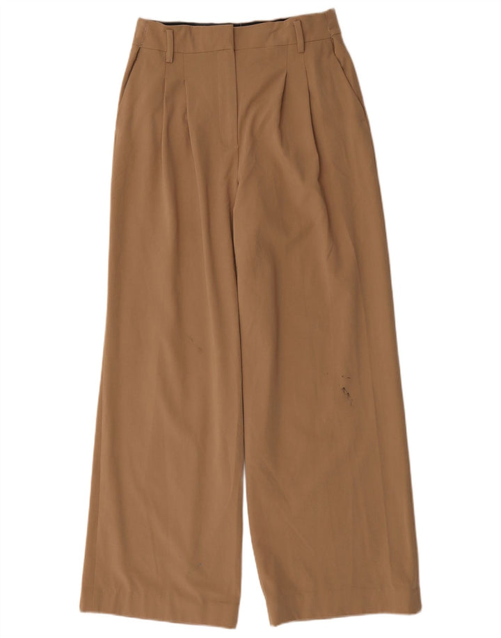 Damskie spodnie chino z szeroką nogawką Zara, średnie W28 L30, brązowy poliester