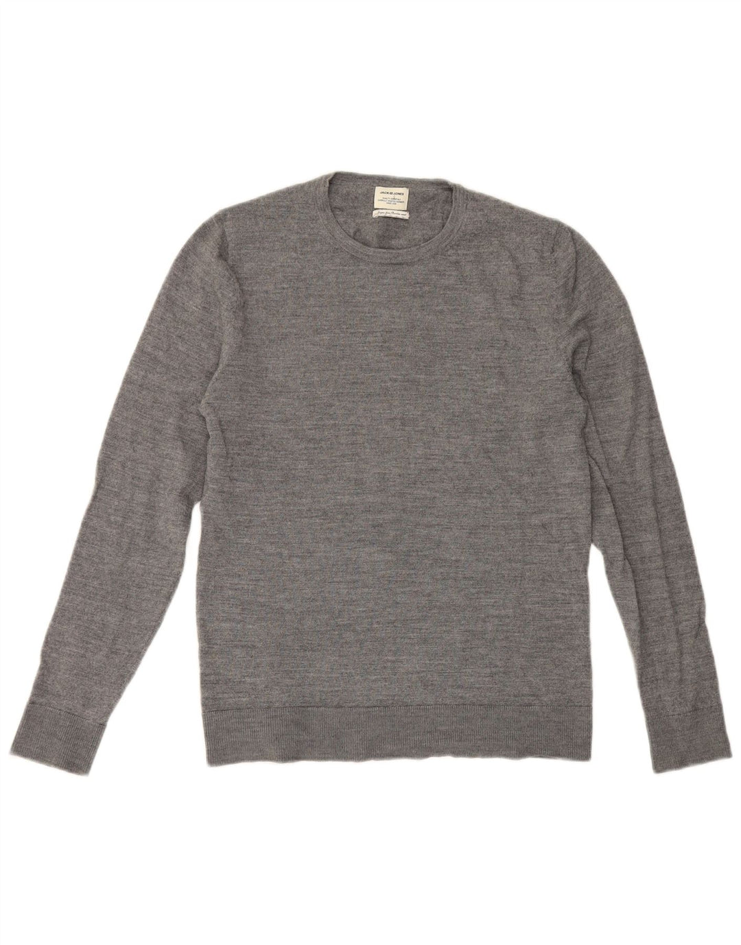 Męski sweter z okrągłym dekoltem Jack & Jones, średnioszary, wełniany