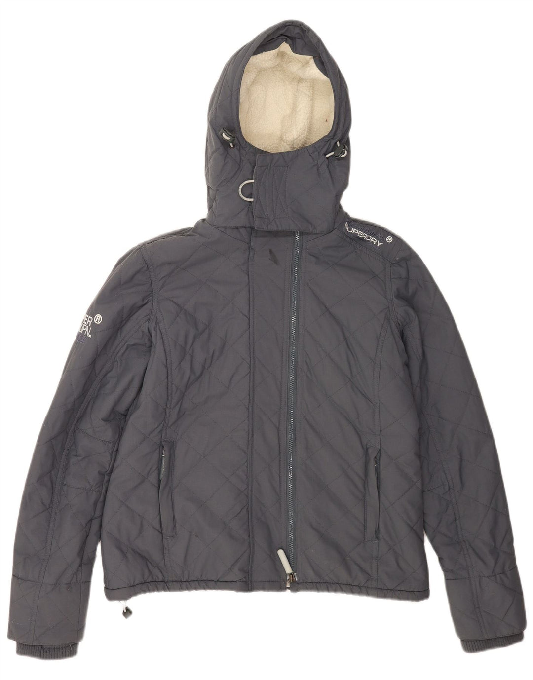 Damska wiatrówka z kapturem Superdry UK 40, duża, szara