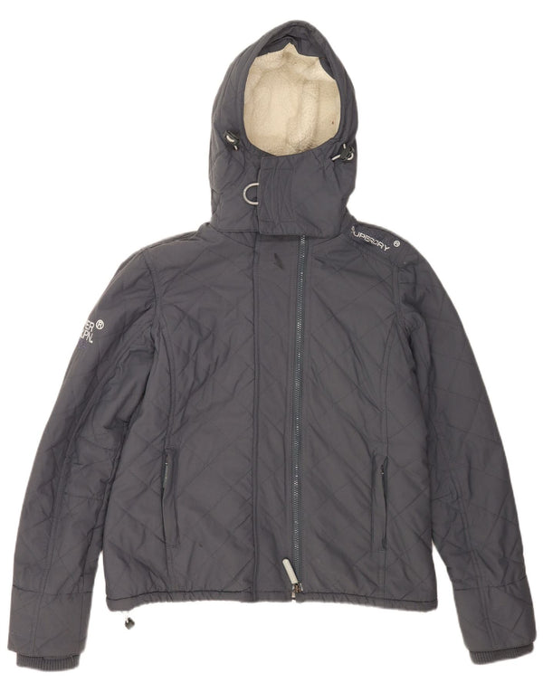 Damska wiatrówka z kapturem Superdry UK 40, duża, szara