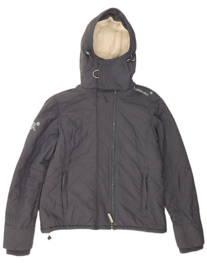 Damska wiatrówka z kapturem Superdry UK 40, duża, szara