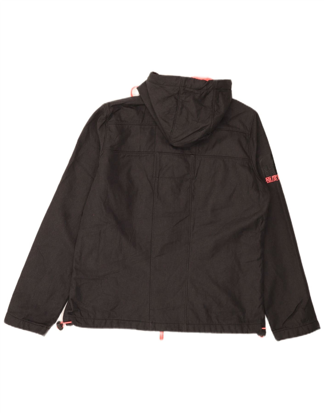 Damska kurtka wiatrówka z kapturem SUPERDRY Windtrekker UK 18 XL, szara