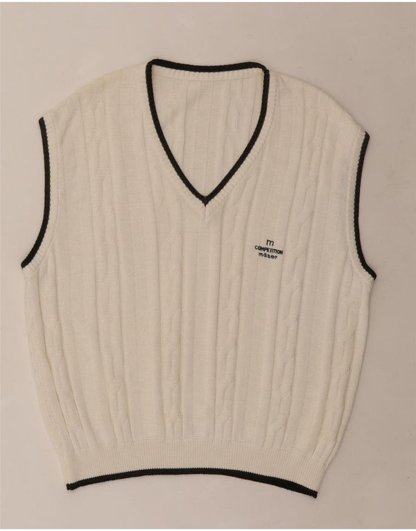 VINTAGE Mens Vest Tank Top XL White