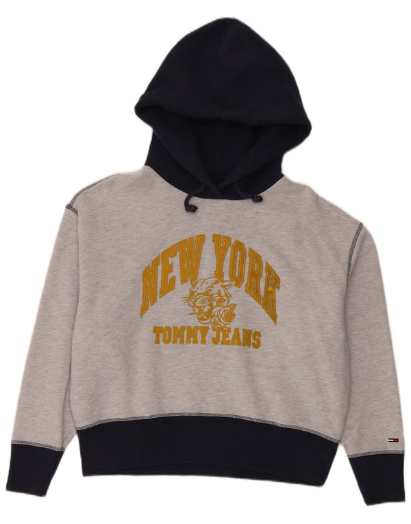 Damski sweter oversize z kapturem Tommy Hilfiger UK 10 Small Grey Colorblock