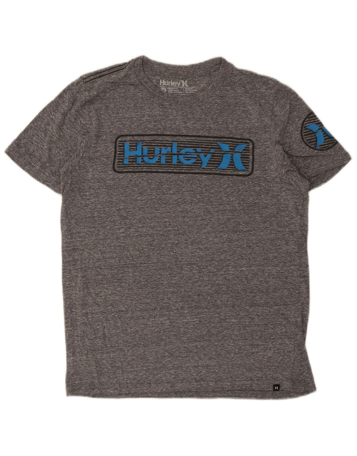 Męski T-shirt z grafiką Hurley Premium Fit, średni szary, nakrapiany poliester